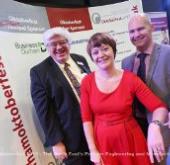 Councillor Neil Foster with Pamela Petty from Ebac & Darren Race